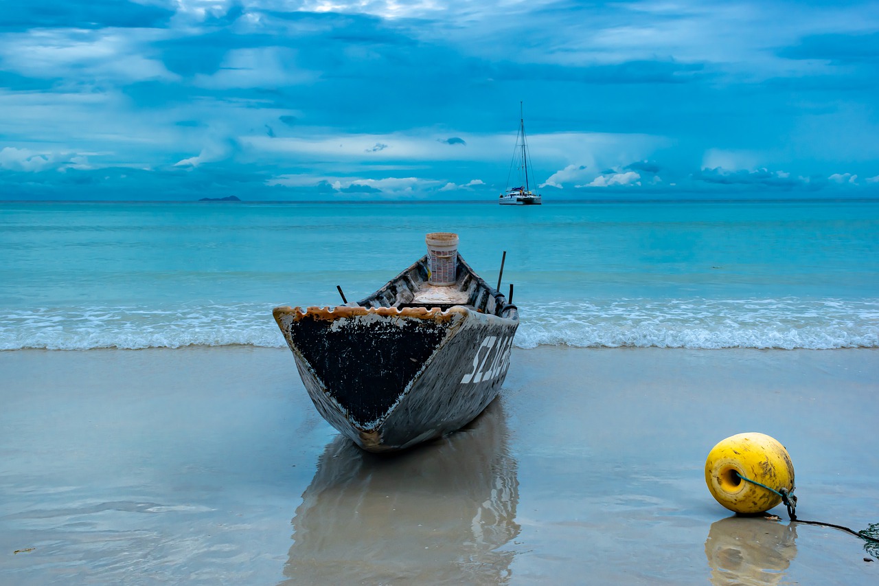 fishing boat, coast, sea
